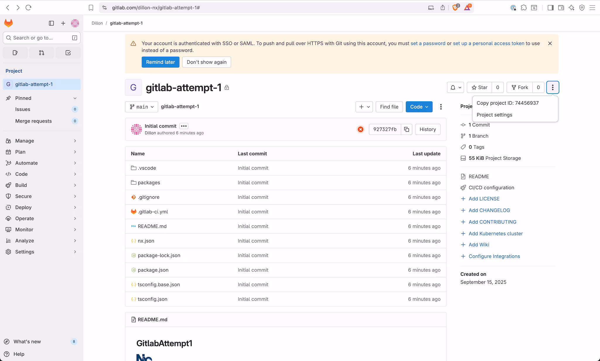 Locate Gitlab Project ID
